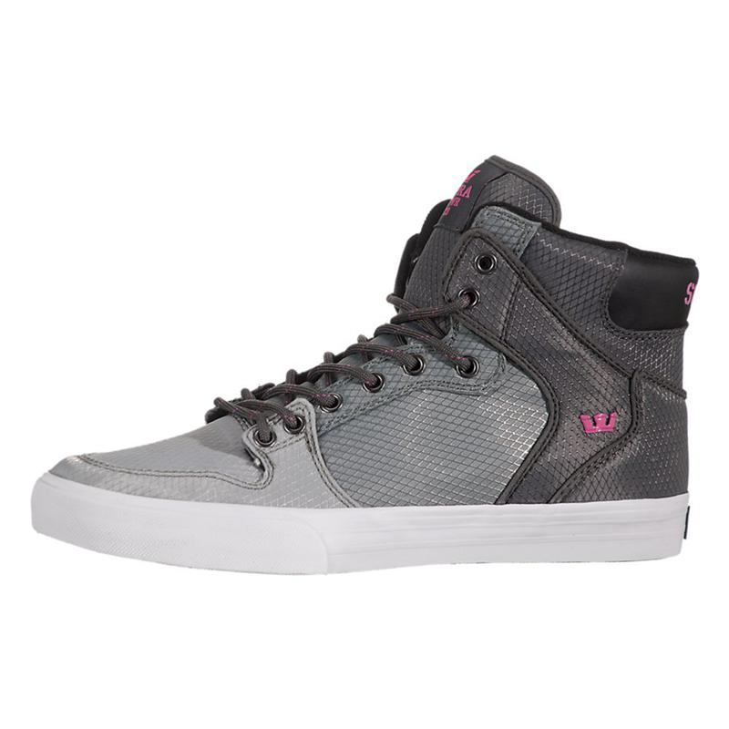 Buty Supra VAIDER - Sneakersy Wysokie Damskie - Szare Czarne (FCUK-63908)